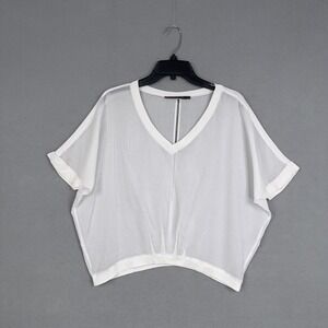 Mado Et Les Autres Shirt Womens 38 White Sheer V Neck Dolman Sleeve Blouse Luxe